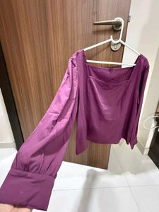 Elegant Purple Square Neck Blouse