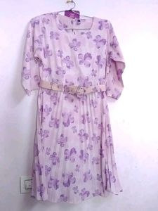 Floral Print Pleated Midi Dress,