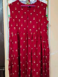 Red Paisley Print Dress