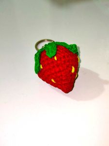 Handmade Crochet Strawberry Keychain-2