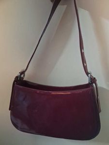 Chic Burgundy Patent Leather Shoulder Bag