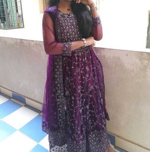 Beautiful Purple Embroidered Kurta Set