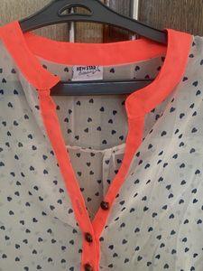 Sheer Heart Print Top Size exact M 38