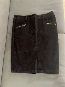 Black Velvet Skirt with Gold Zippers