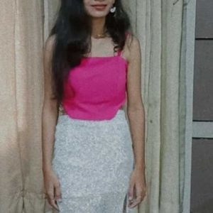 Vibrant Pink Corset Style Crop Top