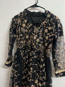 Elegant Black &amp; Gold Embroidered Suit