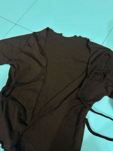 Brown Long Sleeve Tie cardigan