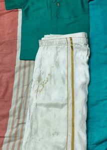 Green Silk Shirt ₹ Dhoti