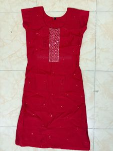 Elegant Red Embroidered Kurta