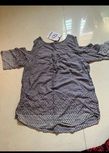 Grey Cold Shoulder Tunic Top