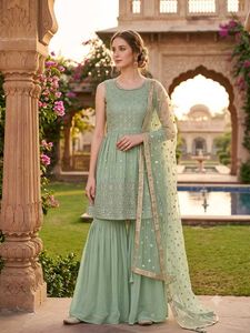 Elegant Mint Green Sharara Set