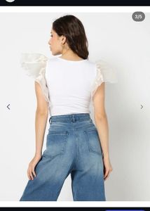 Chic White Top with Sheer Ruffles