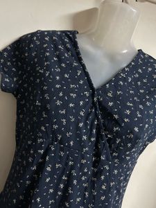 Navy Floral Print Wrap Dress