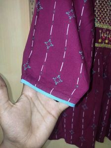 Women's Maroon Embroidered Top | Size L | Bust 40