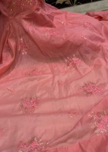 Elegant Pink Embroidered Gown