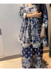Rajasthani look 3 piece kurta set with open shrug