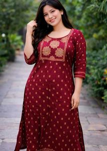 Beautiful Maroon Kurta with Gold Print