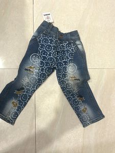 unisex Smiley Face Jean