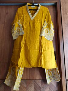 Elegant Embroidered Mustard Co-ord Set