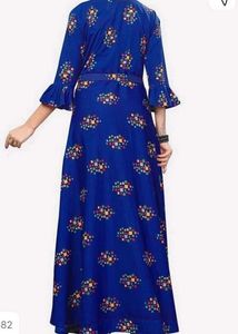Royal Blue Floral Print Maxi Dress