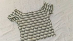 Striped Cropped off shoulder Top