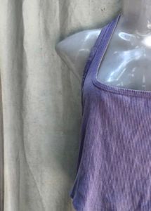 Lavender Ribbed Halter Neck Crop Top