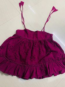 Burgundy Embroidery Frock