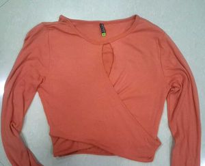 Cute Peach Wrap Front Top