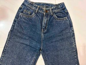 High-Waist Straight Leg Blue Jeans
