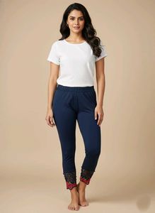 Navy Blue Embroidered Lounge Pants Size 28-30