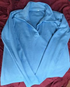 Light Blue Collared Pullover Top
