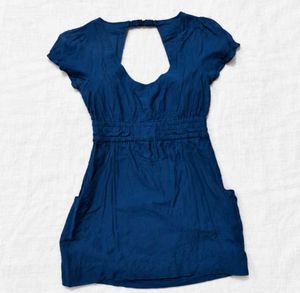 Cute Blue Keyhole Dress with pockets
