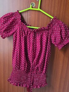 Chic Polka Dot Off-Shoulder Top