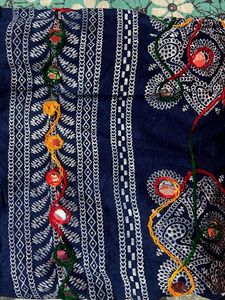 Embroidered Navy Blue Dupatta