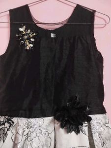 Elegant Black and White Floral Gown