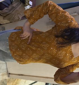 Mustard Yellow Bandhani Print Kurta