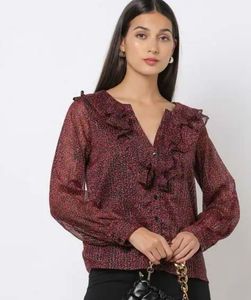 Chic Ruffled Print Shirt