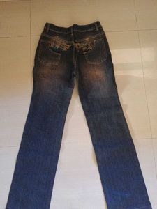Embroidered Blue Denim Jeans