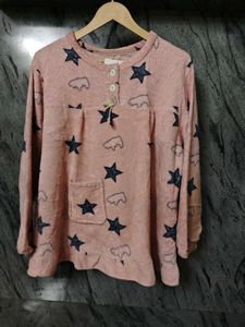 Cozy Pink Star Print Top