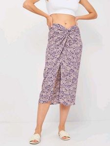 Zara Floral Print Midi Skirt