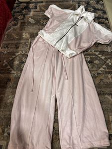 Pink Velour Tracksuit Set