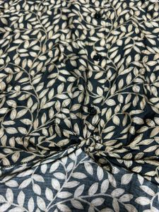 Black &amp; Beige Leaf Print Knot Detail Shirt