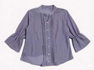 Elegant Dusty Purple Pleated Top - Statement Bell
