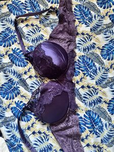 Elegant Purple Lace Bra