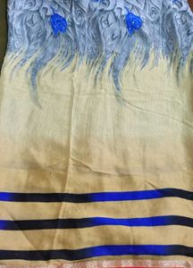 Embellished Blue Floral Saree 1