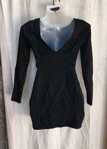 Chic Black Lace Detail Mini Dress