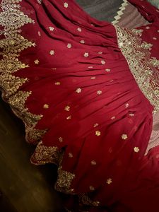 Red Embroidered sharara Set