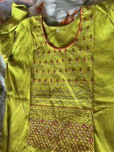Vibrant Lime Green Embroidered Kurta