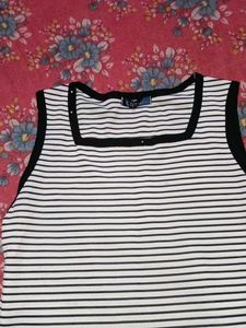 Stylish Striped Top &amp; Denim Vest Set