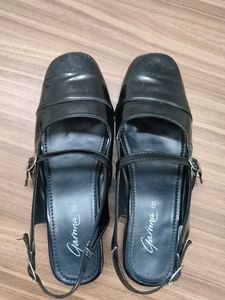 Black Patent Block Heel Sandals